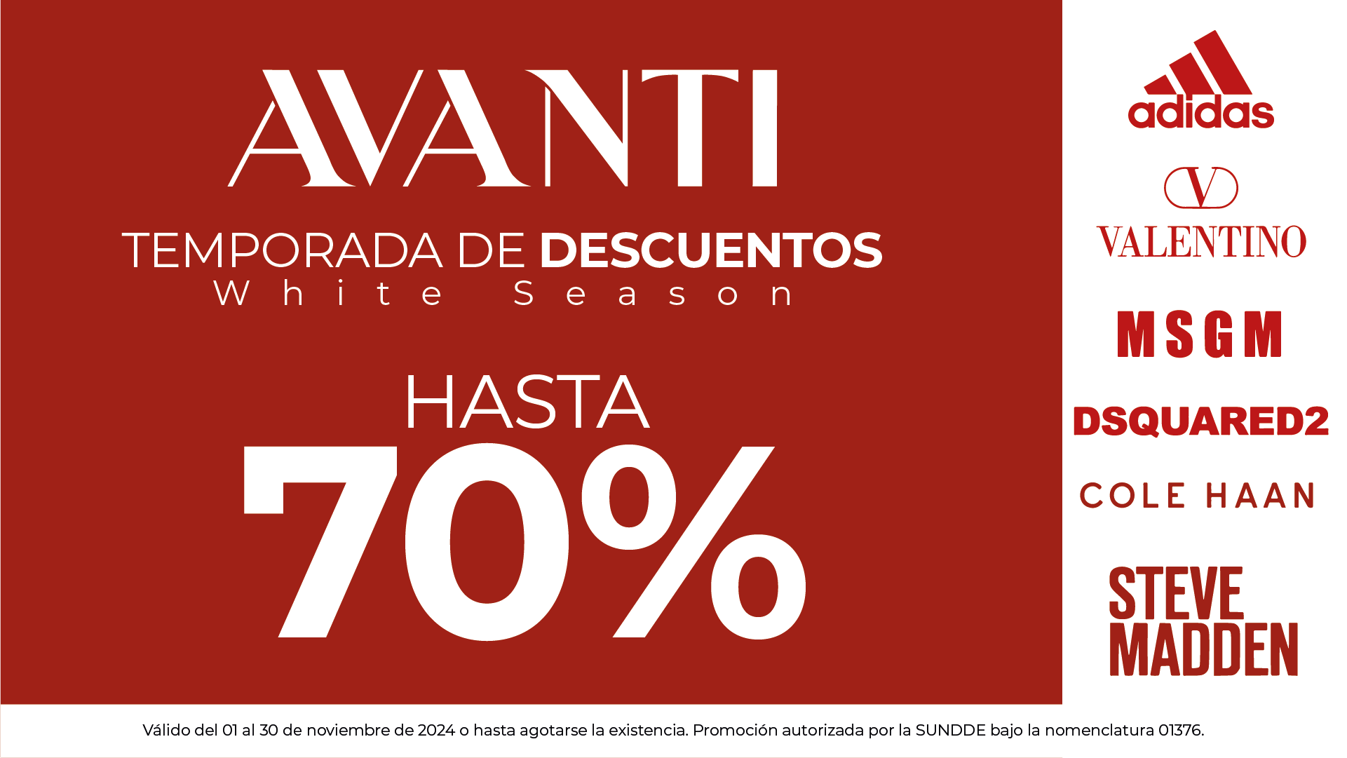 ¡White Season Avanti: Hasta 70% de descuento en tus marcas favoritas!