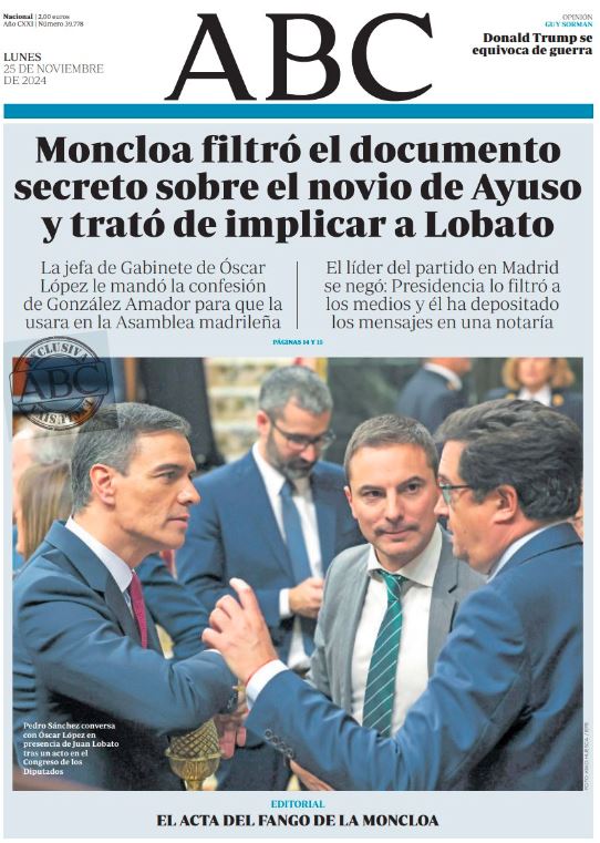 Portadas de la prensa internacional de este lunes 25 de noviembre de 2024