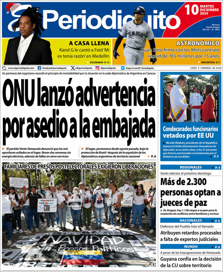 Portadas de este martes 10 de diciembre de 2024