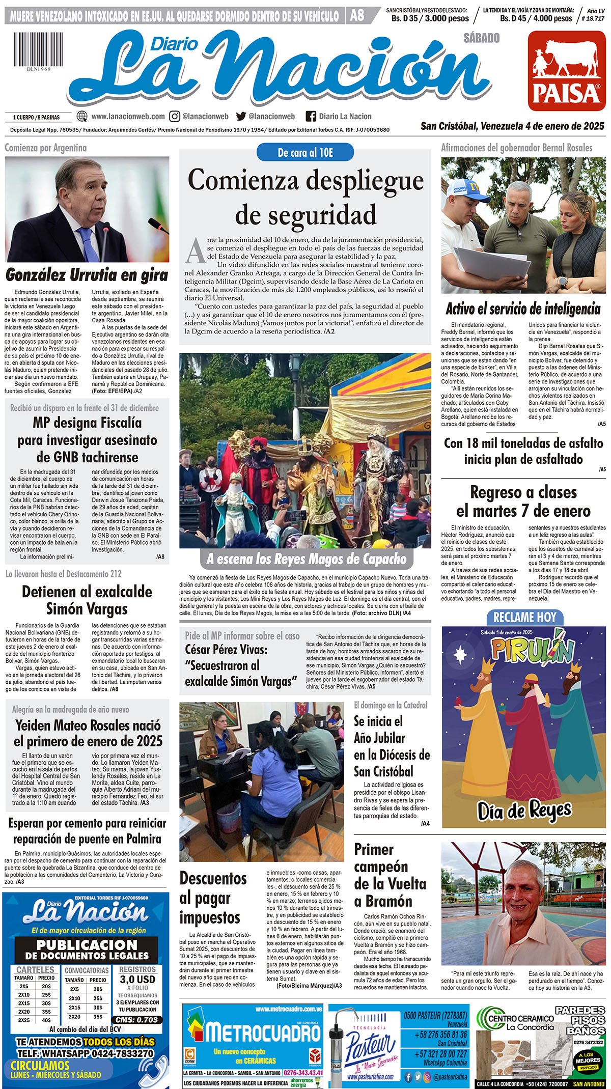 Portadas de este sábado 4 de enero de 2025